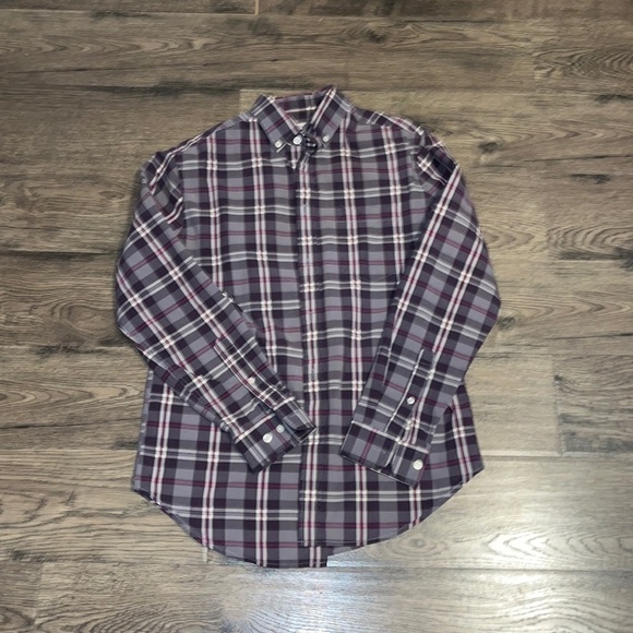 Merona men’s purple plaid button down shirt Size Small - Picture 2 of 4
